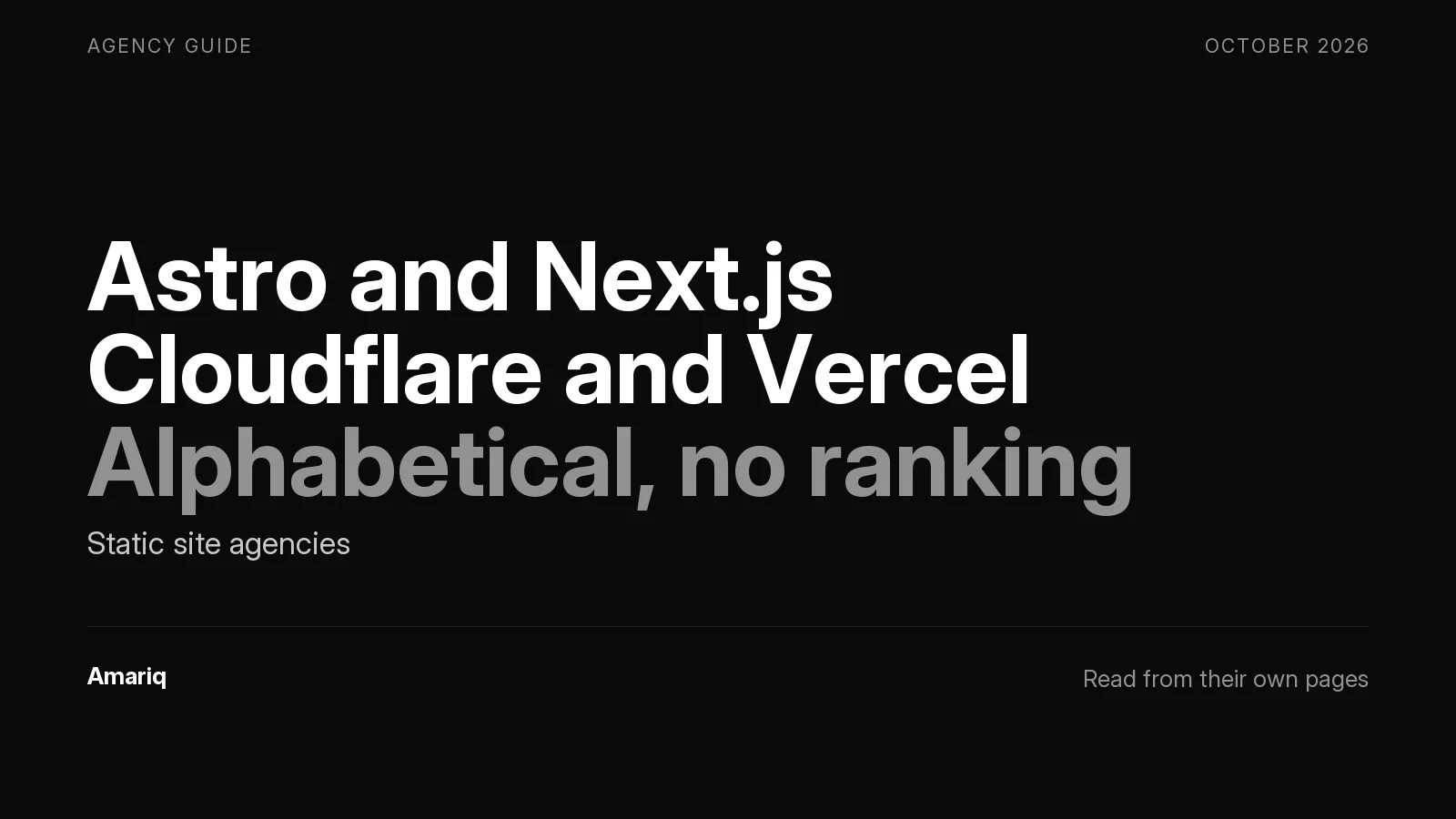 Best Agencies for Static Sites on Cloudflare and Vercel in 2026
