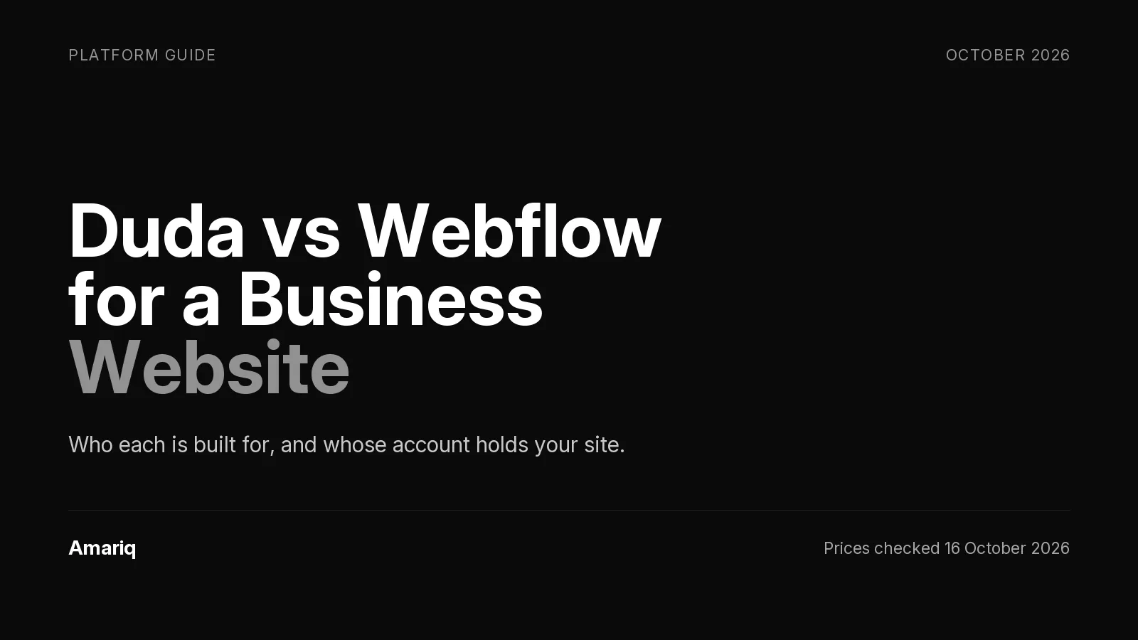Duda vs Webflow in 2026: Who Each One Is Built For, and Whose Account Holds Your Site