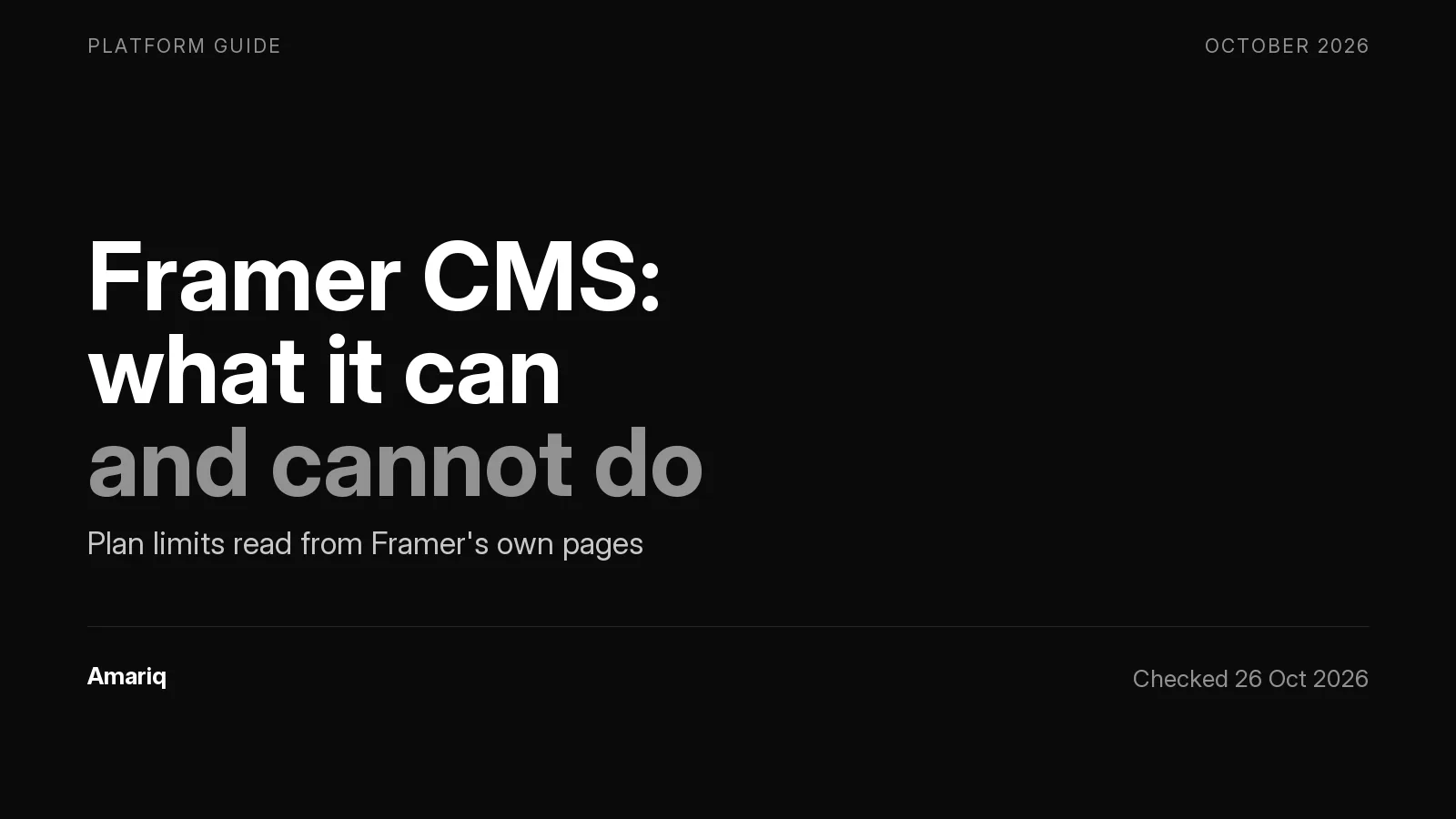 Framer CMS in 2026: What It Can Do, Where It Stops, and the Limits on Each Plan