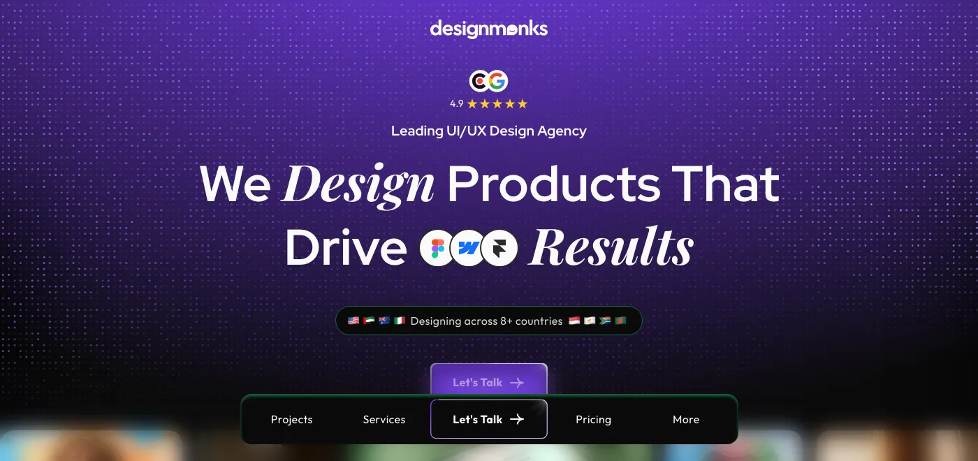 Design Monks homepage: we design products that drive results