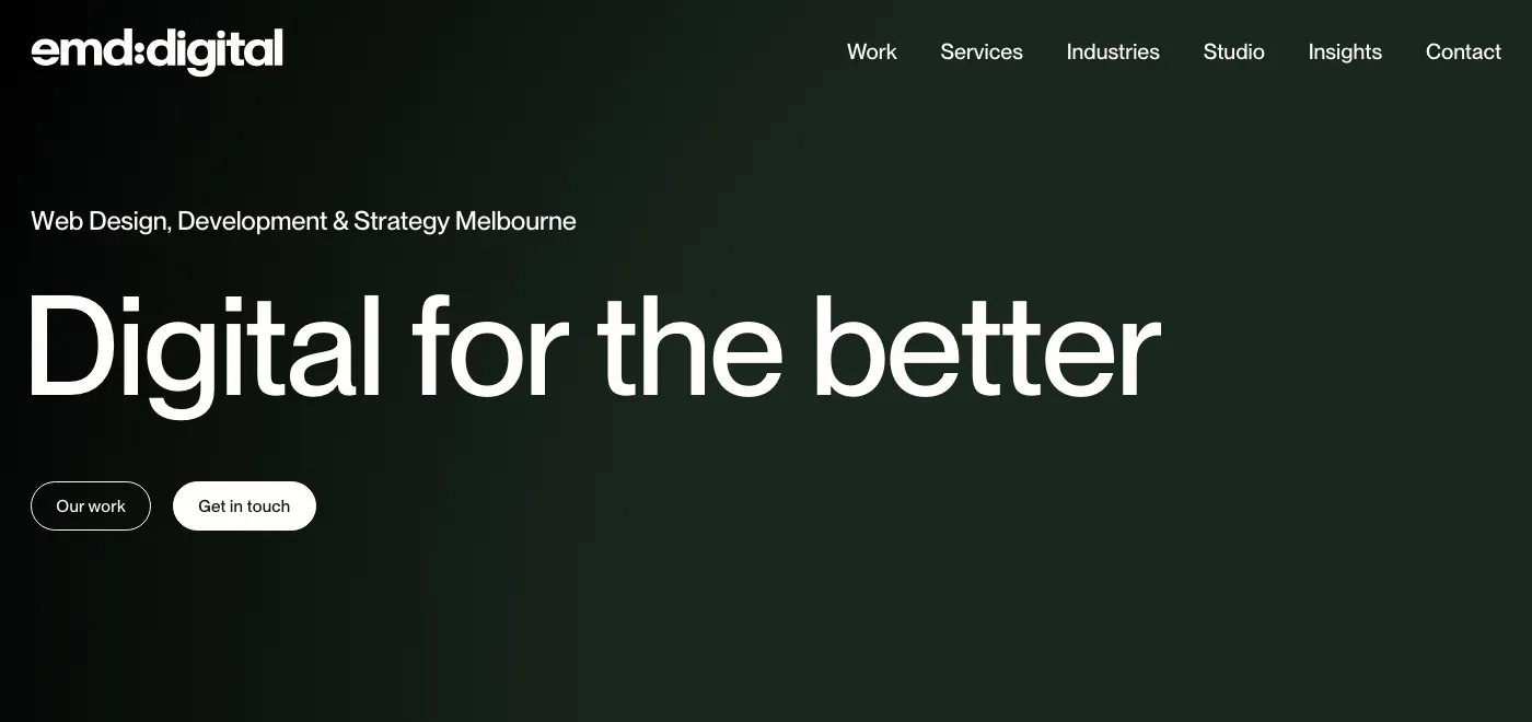emd:digital homepage: digital for the better, web design, development and strategy in Melbourne