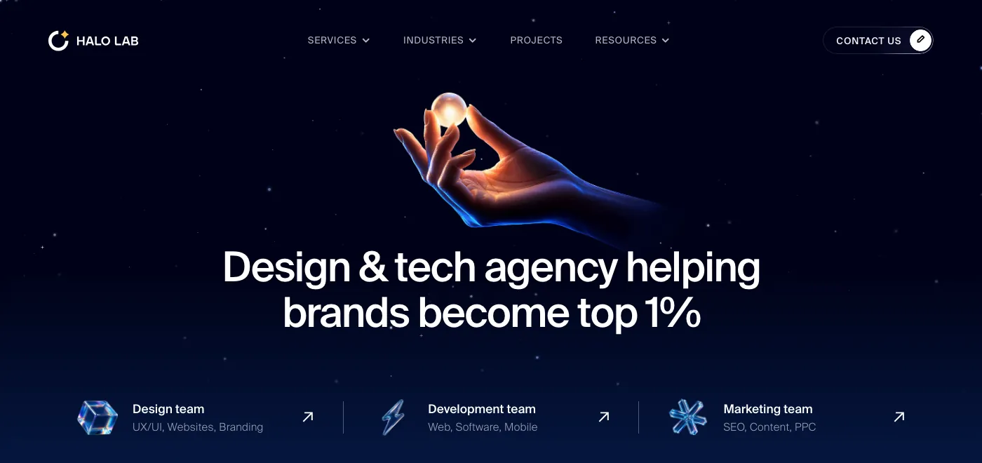 Halo Lab homepage: design and tech agency helping brands become top 1%