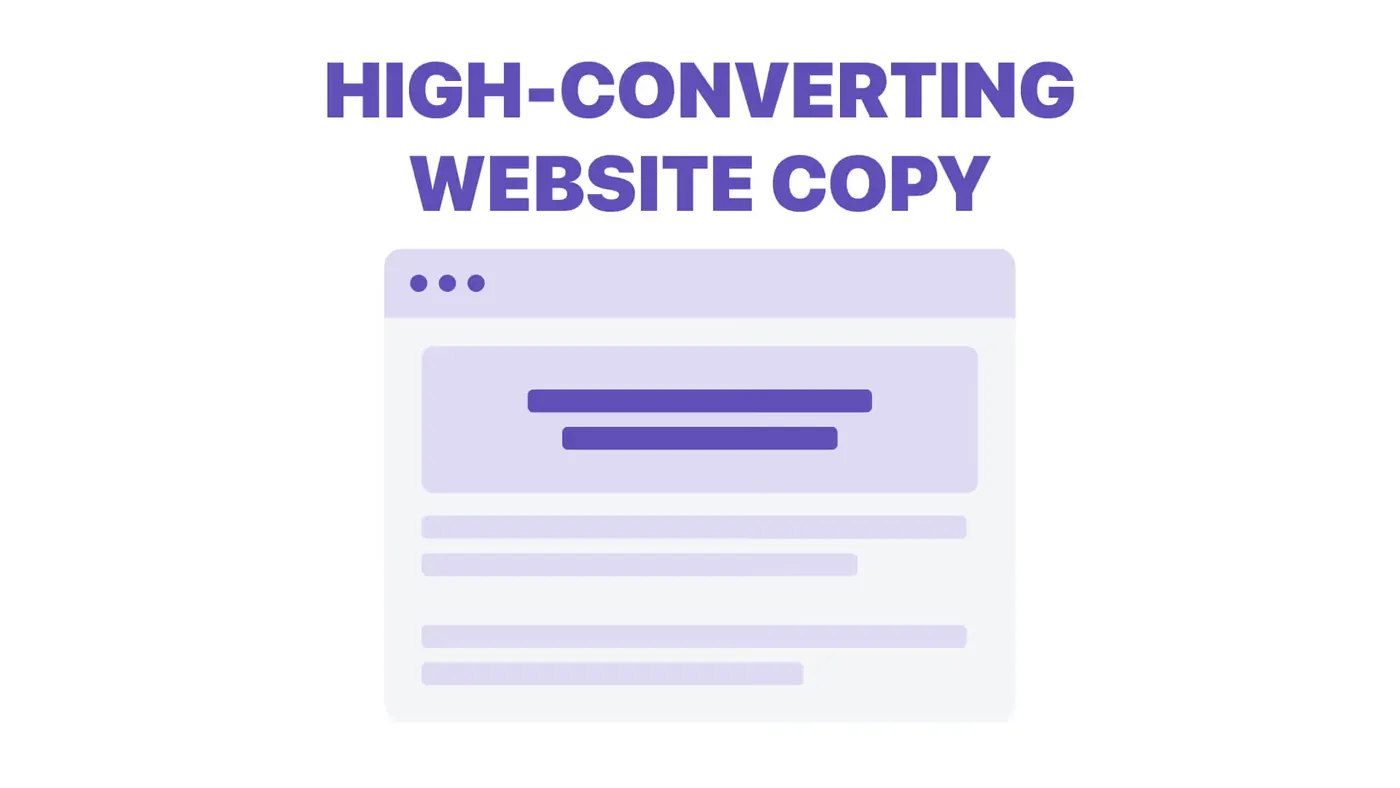 Illustration of a high-converting website copy layout with a headline, supporting lines and body text