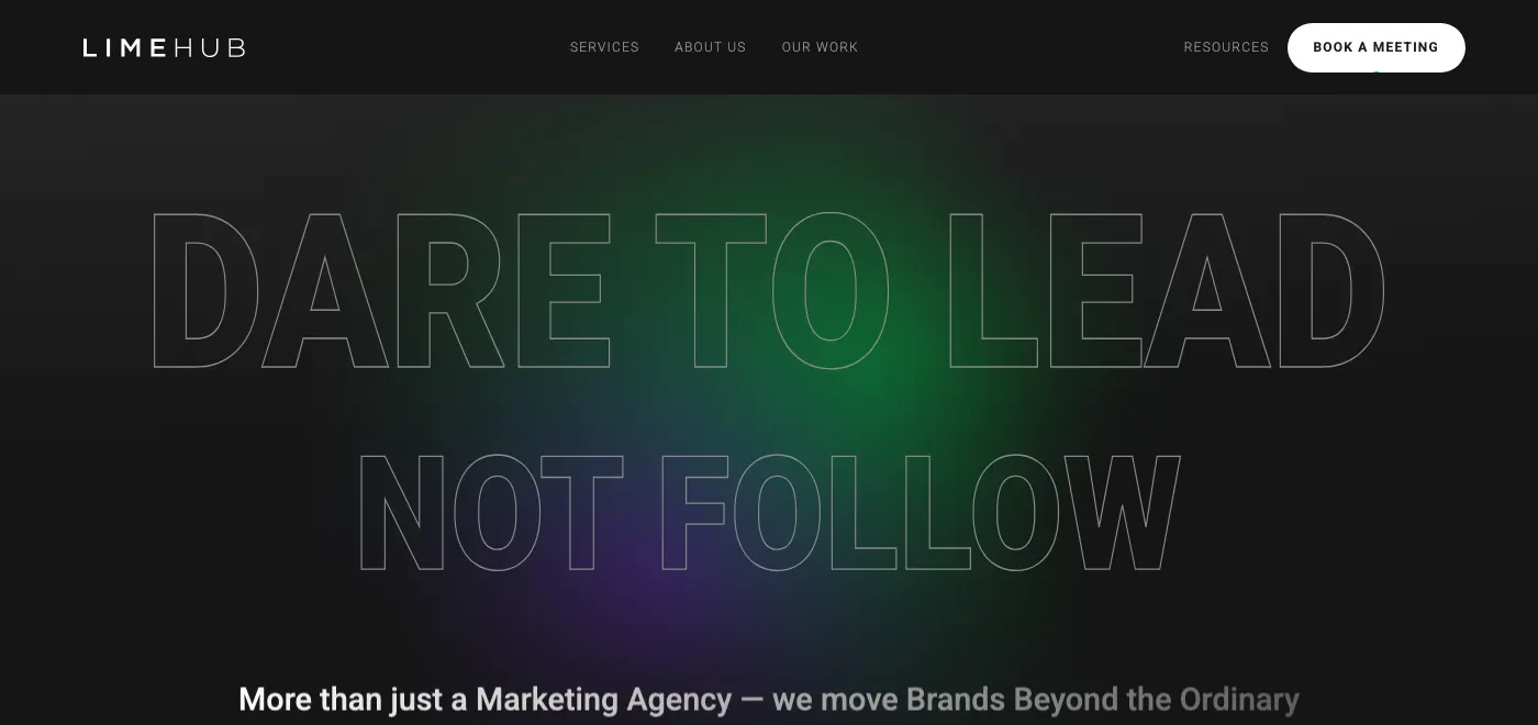 LimeHub homepage: more than just a marketing agency, we move brands beyond the ordinary