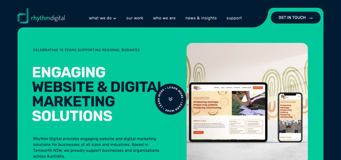 Rhythm Digital homepage: website and digital marketing solutions from Tamworth, NSW