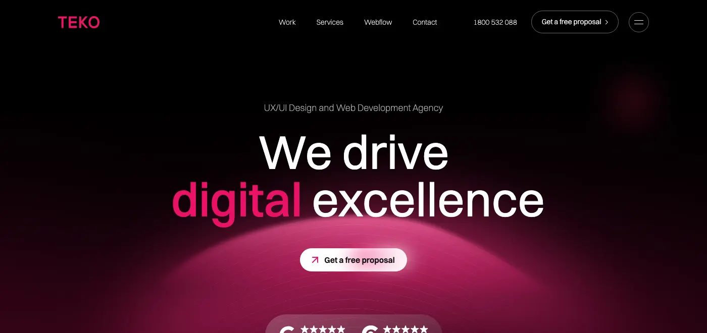 Teko homepage: UX/UI design and web development agency, North Sydney