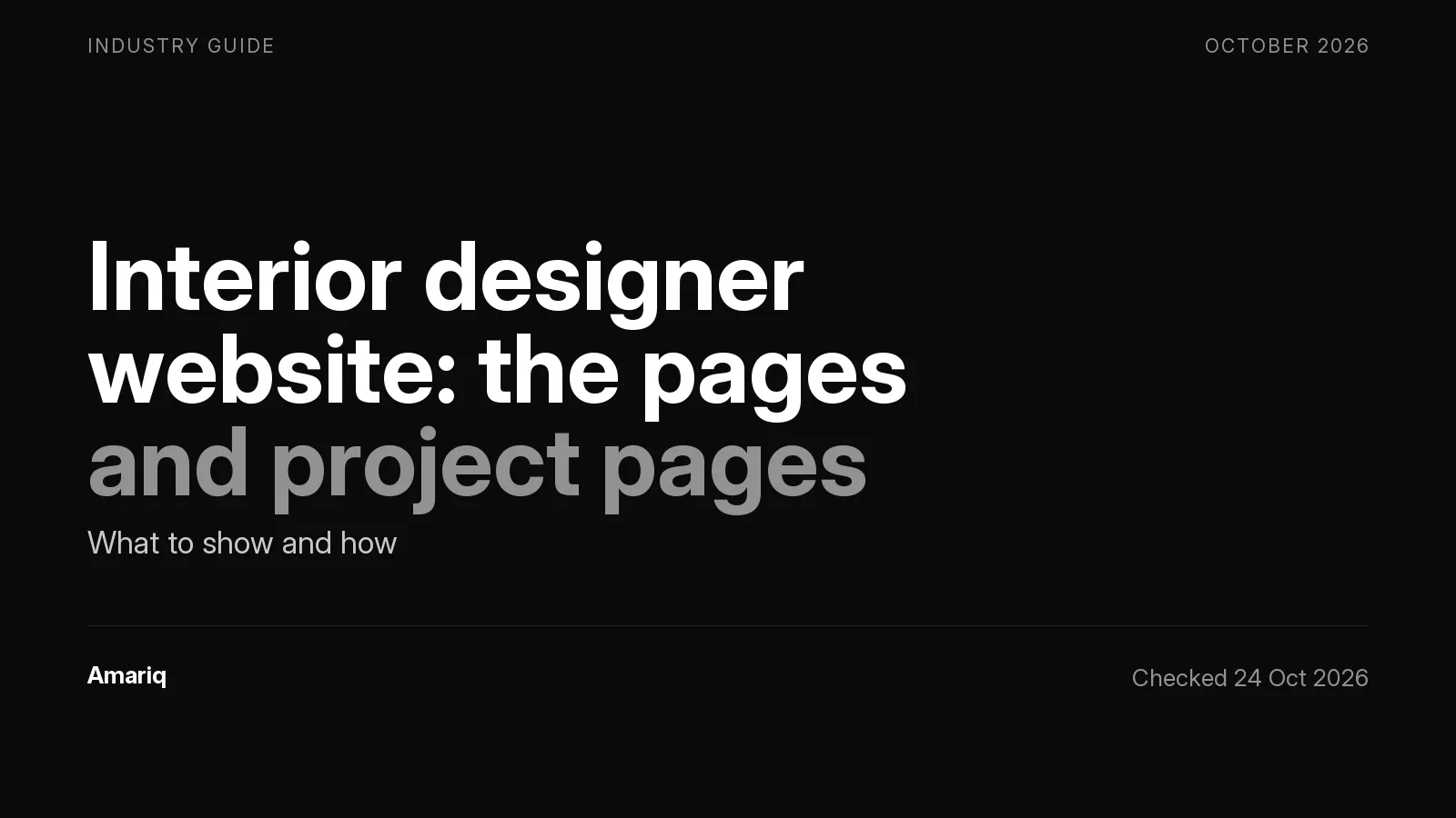 Interior Designer Website: What to Show, How to Build a Project Page, and How to Handle the Photos