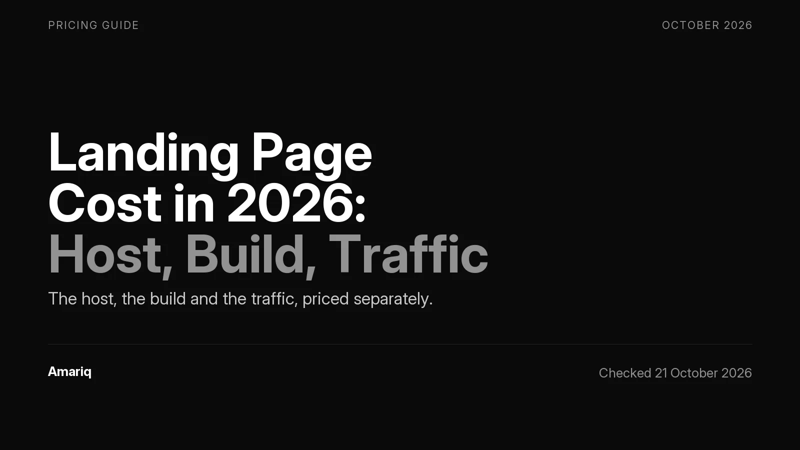 Landing Page Cost in 2026: What the Builder, the Build and the Traffic Add Up To