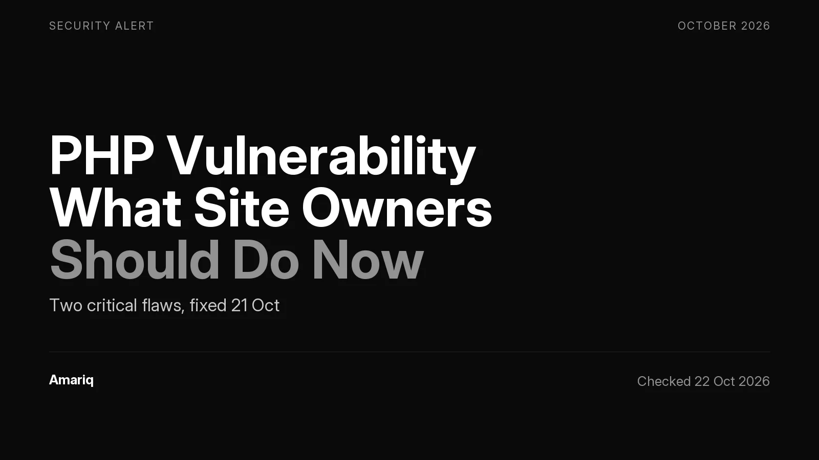 PHP Vulnerability 2026: What Website Owners Should Do Now