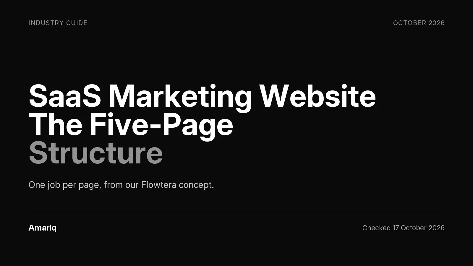 SaaS Marketing Website Design: The Five-Page Structure, Page by Page, From Our Flowtera Concept