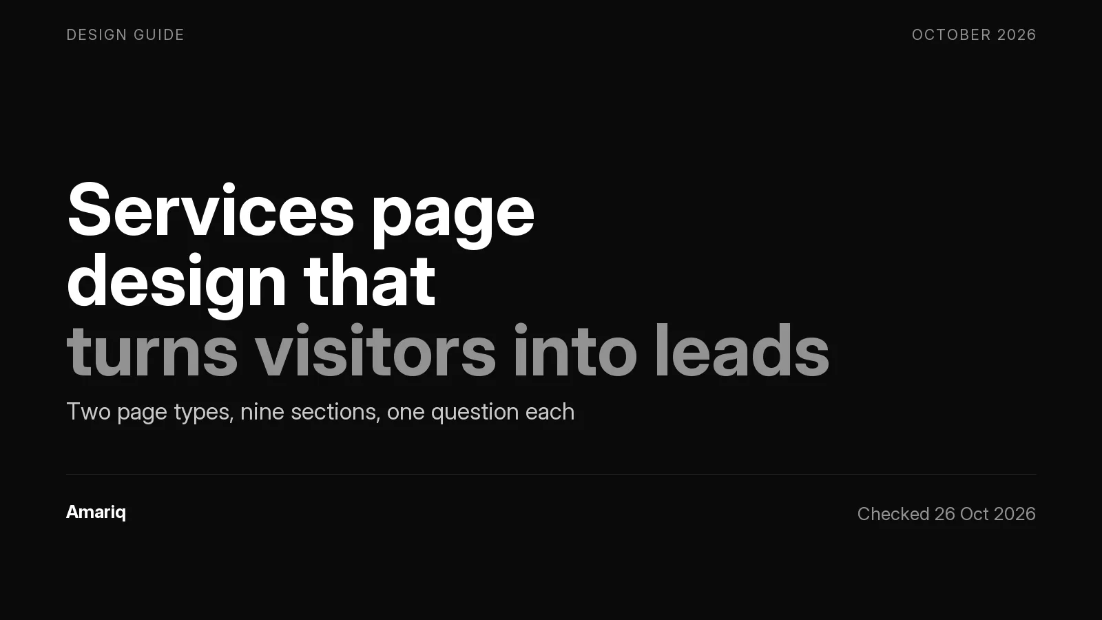 Services Page Design: A Section Map for the Overview Page and Each Single Service Page