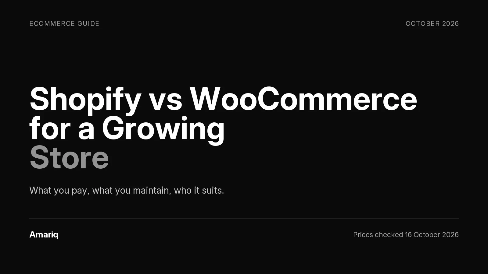 Shopify vs WooCommerce in 2026: What a Growing Store Really Pays, and Who Maintains It
