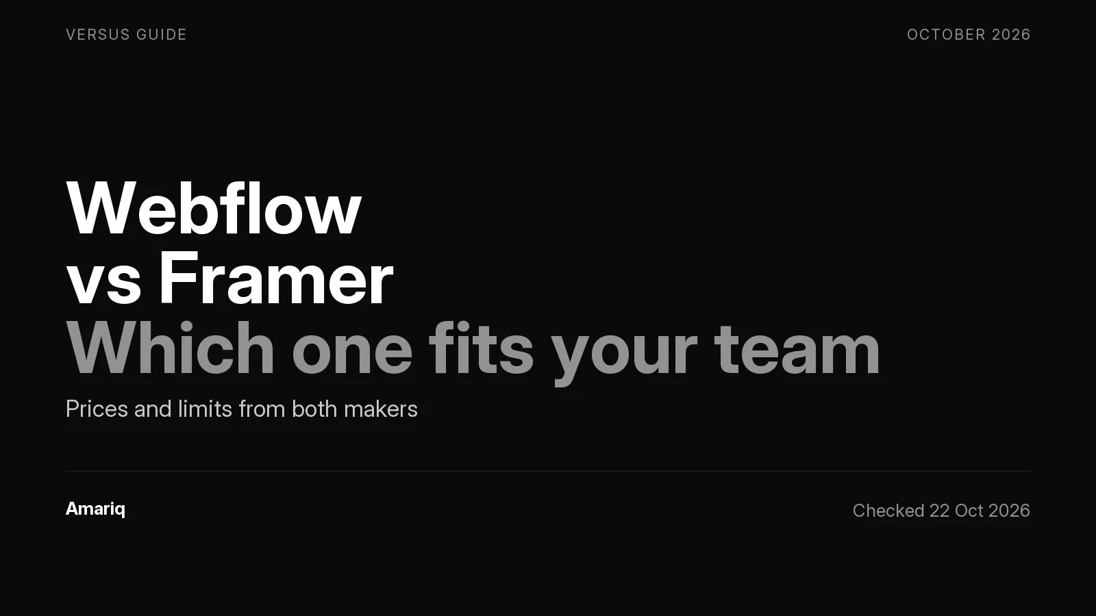Webflow vs Framer in 2026: Prices, CMS Limits and Which One Fits Your Team