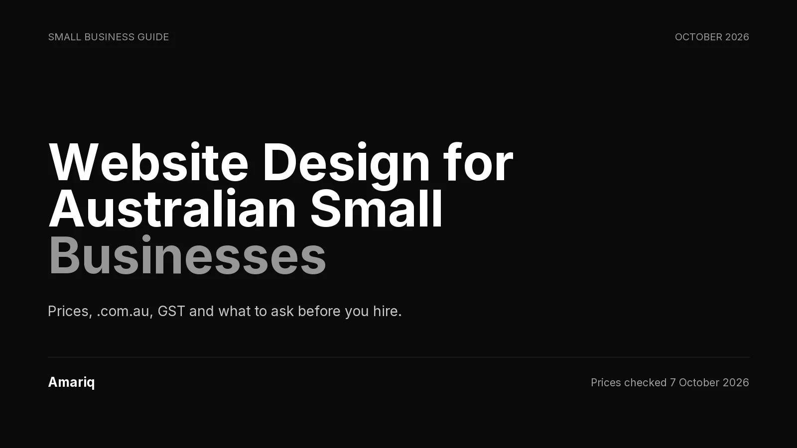 Website Design for Australian Small Businesses: Prices, .com.au, GST and What to Ask