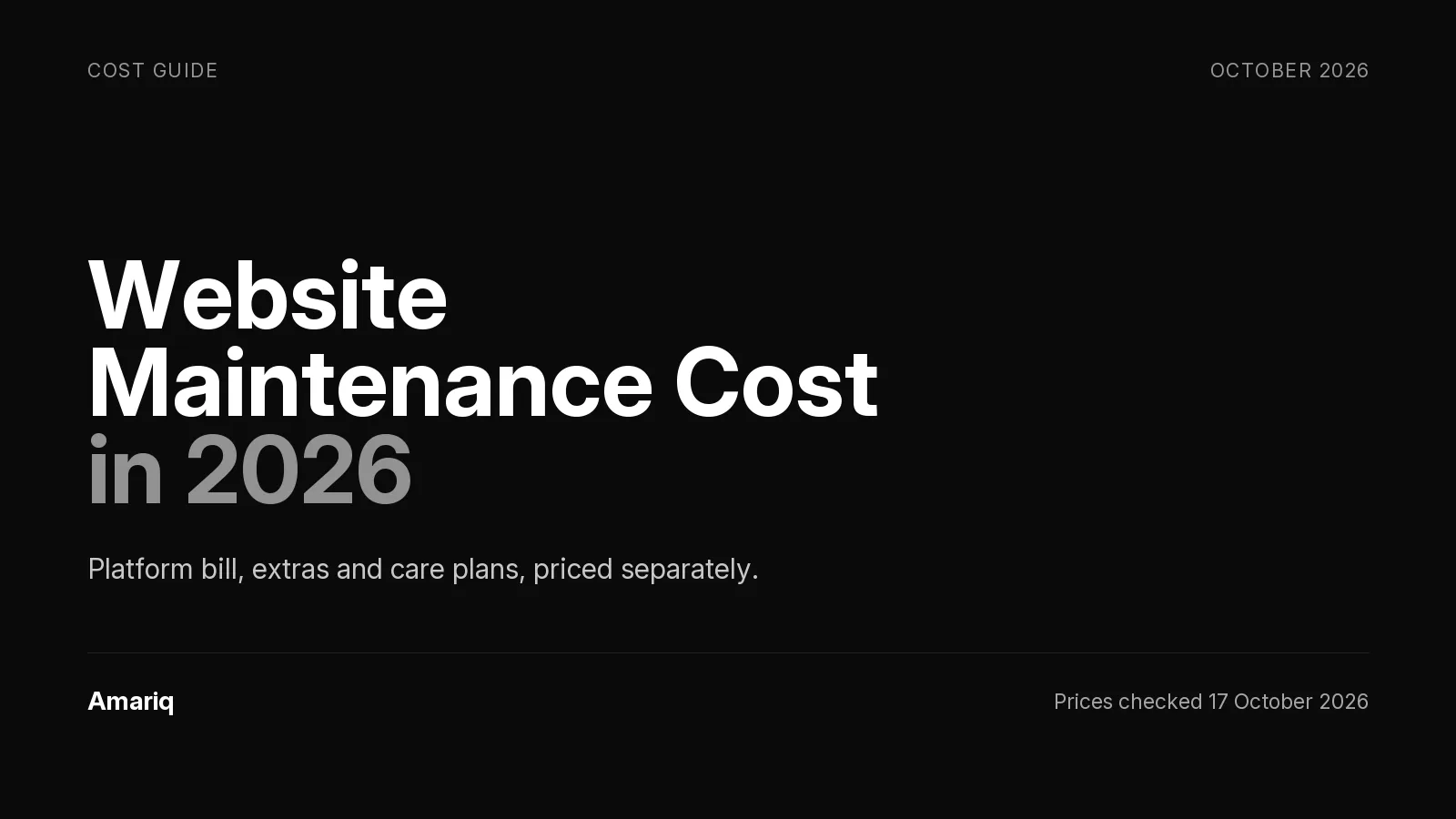 Website Maintenance Cost in 2026: What Webflow, WordPress, Shopify and Squarespace Sites Really Cost to Keep Running