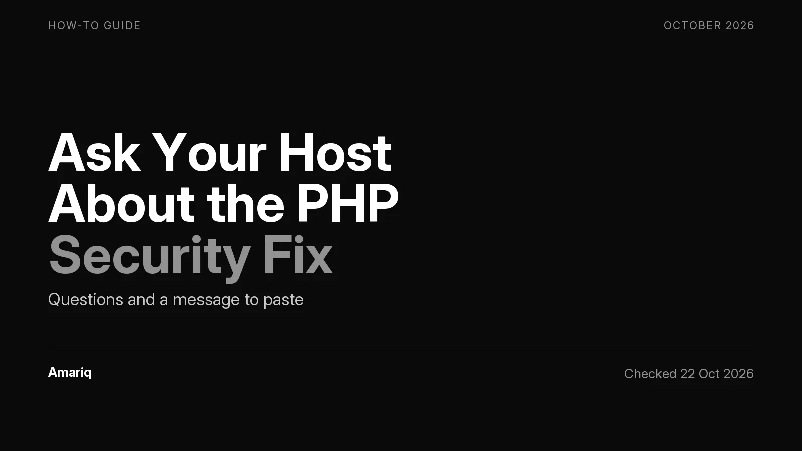 What to Ask Your Web Host About the PHP Security Fix