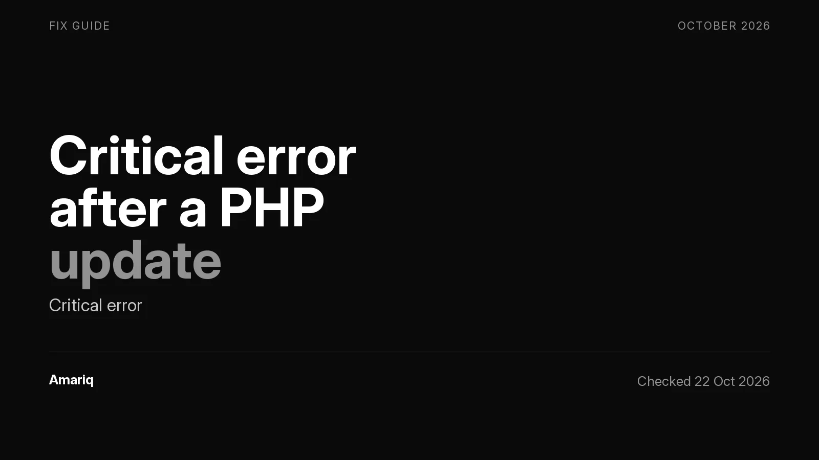 WordPress Critical Error After a PHP Update: How to Fix It