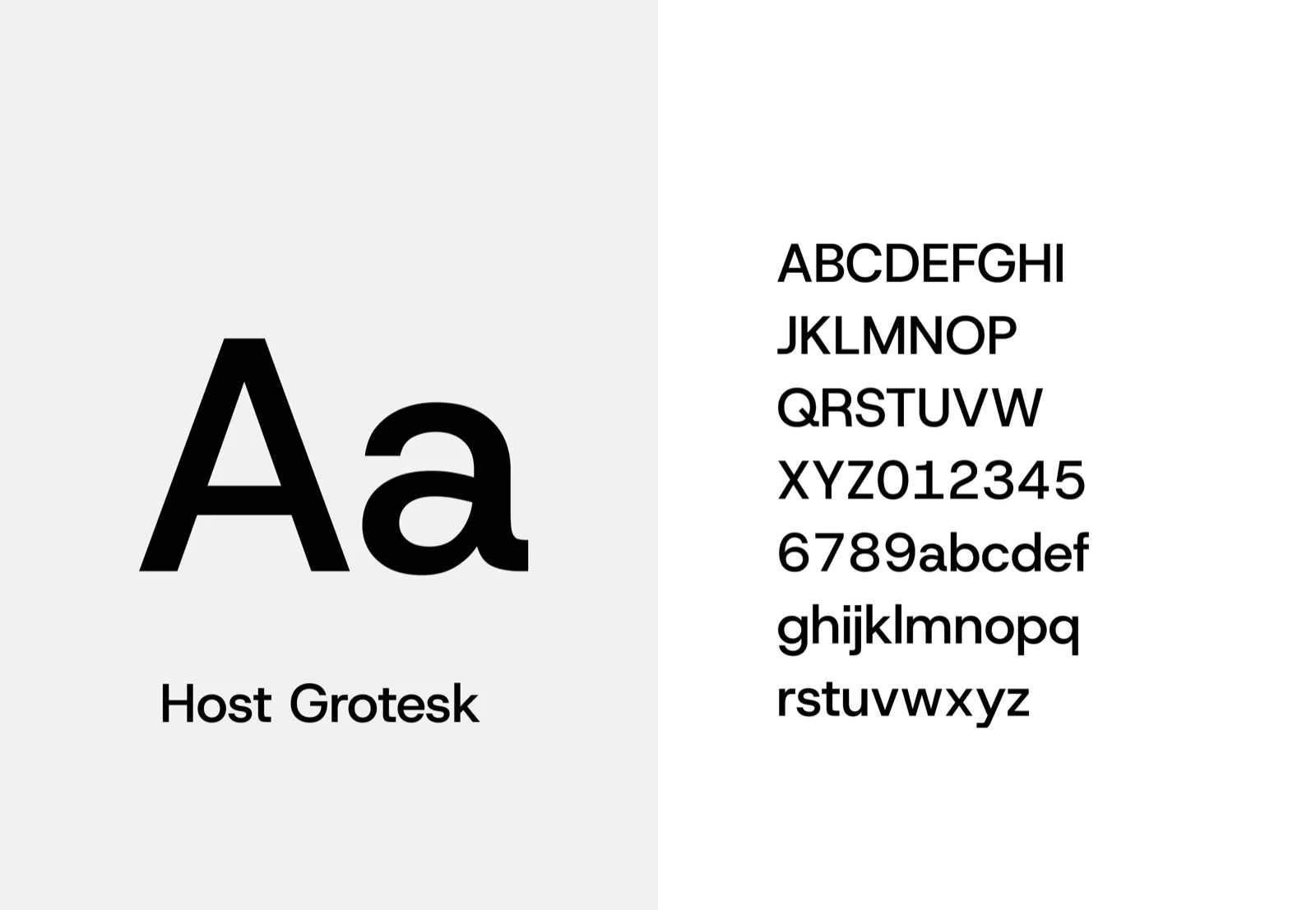 The LoftBedNYC brand typeface, Host Grotesk, shown as a large Aa specimen with the full alphabet and numbers